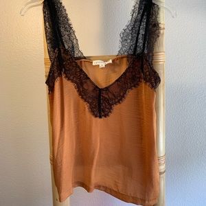 Black and Tan orange top with lace - never worn